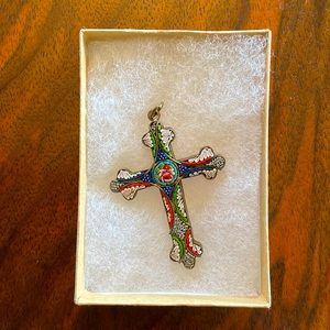 Venetian Mosaic Cross Pendant made in Italy